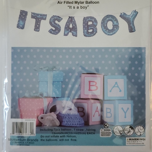 🆕️ 7 PCS Its a Boy Foil Balloon Banner - Picture 3 of 6